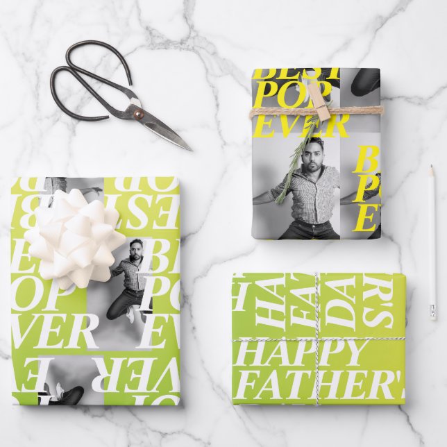 BEST POP EVER | Funny Dad Photo Gift  Wrapping Paper Sheets (Front)