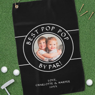 Best Pop Pop By Par Golfer Photo Gift Black White Golf Towel