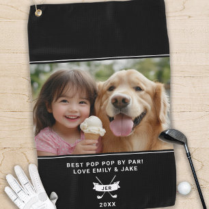 Best Pop Pop By Par Photo Golfer Fun Modern Black Golf Towel