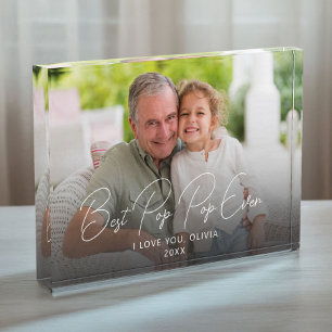 Best Pop Pop Ever Cute Grandchild Keepsake Photo Block