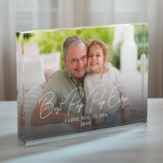 Best Pop Pop Ever Cute Grandchild Keepsake Photo Block