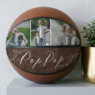 Best Pop Pop Ever Father's Day Photo Collage Gift Basketball