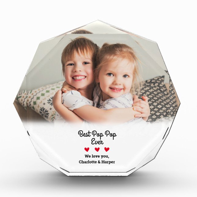 Best Pop Pop Ever Personalized Keepsake Photo Block (Front)