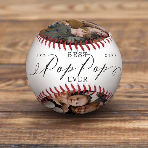 Best Pop Pop Ever Script Fathers Day Photo Collage Baseball