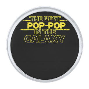 Best Pop-Pop in the Galaxy Birthday Gift for Pop P Silver Finish Lapel Pin