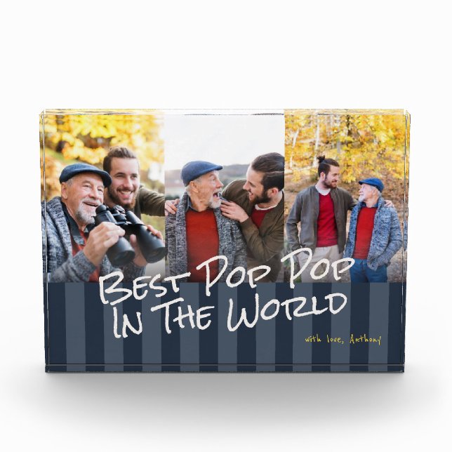 Best Pop Pop In The World Custom Photo Block (Front)