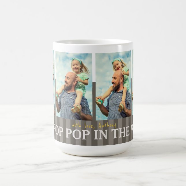 Best Pop Pop In The World Custom Photos Coffee Mug (Center)