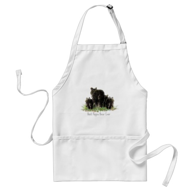Best Poppa Bear Ever Fun Quote for Dad Adult Apron (Front)