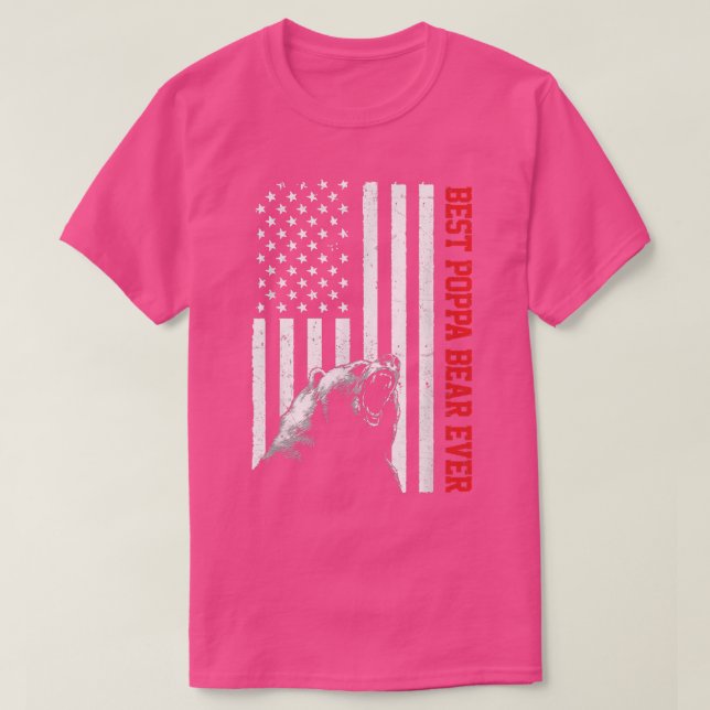 Best Poppa Bear Ever USA American Flag Father's Da T-Shirt (Design Front)