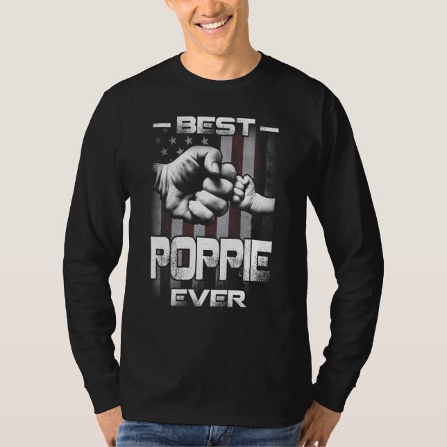 Best Poppie Ever Fist bump USA Flag Father's Day T-Shirt (Front)
