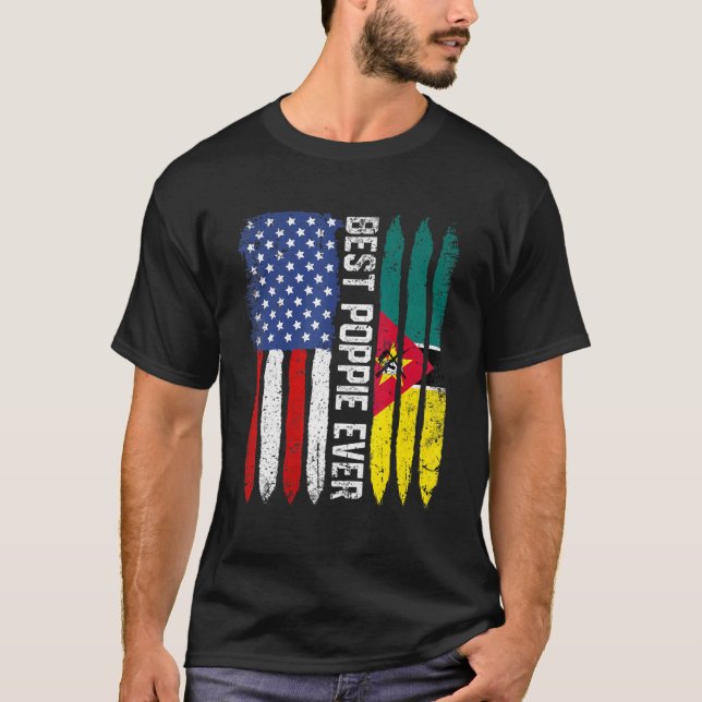 Best Poppie Ever Us Mozambique Flag T-Shirt (Front)