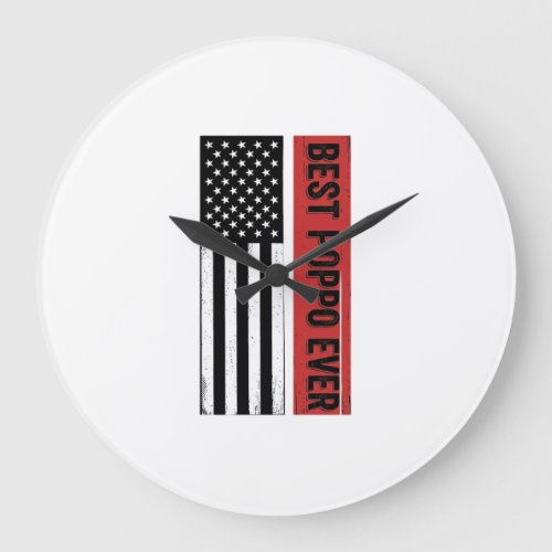 Best Poppo Ever Patriotic Flag Vintage Graphic_1 Large Clock