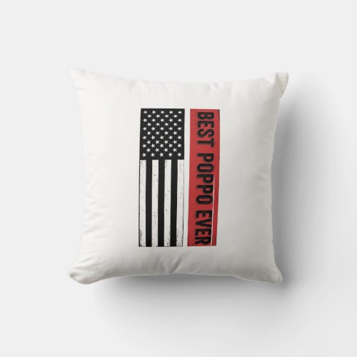 Best Poppo Ever Patriotic Flag Vintage Graphic_1 Throw Pillow