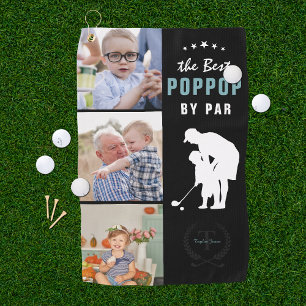 Best Poppop By Par   Monogram Photo Collage Golf Towel