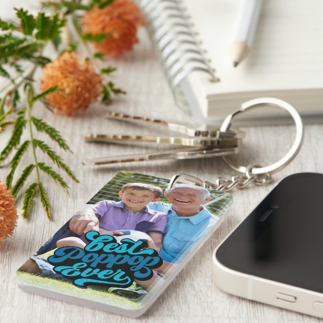 Best Poppop Ever | Grandpa Photo Keychain (Front Right)