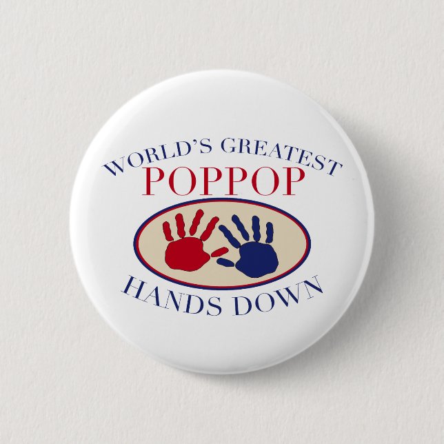 Best PopPop Hands Down Pinback Button (Front)