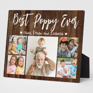 Best Poppy Ever 5 Grandkids Photo Collage Wood Plaque