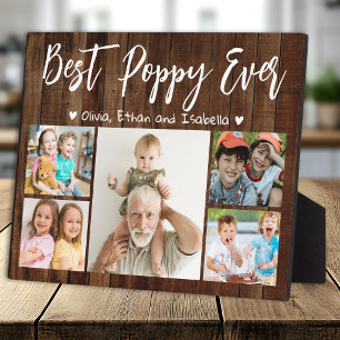 Best Poppy Ever 5 Grandkids Photo Collage Wood Plaque