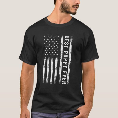 Best Poppy Ever American Flag Vintage Fathers Day T_Shirt