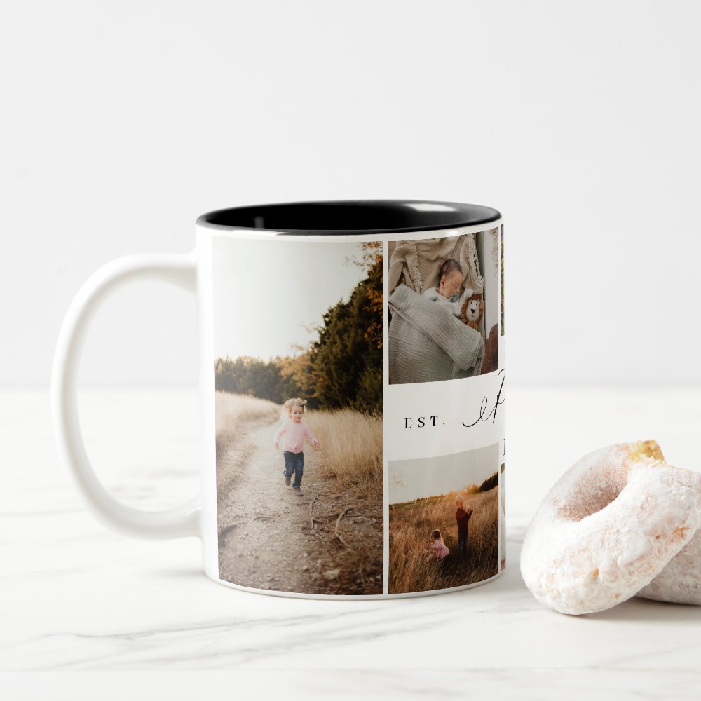 Disover Best Poppy Ever Elegant Script 8 Photo Collage Two-Tone Coffee Mug