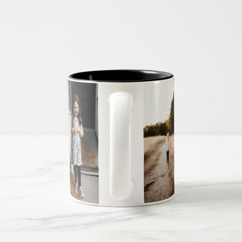 Discover Best Poppy Ever Elegant Script 8 Photo Collage Two-Tone Coffee Mug