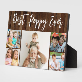 Best Poppy Ever Grandchildren 5 Photo Collage Wood Plaque