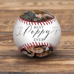 Best Poppy Ever Script Fathers Day 4 Photo Collage Baseball<br><div class="desc">Send a beautiful personalized father's day gift or birthday gift to your poppy that he'll cherish. Special personalized father's day family photo collage to display your special family photos and memories. Our design features a simple 4 photo collage design with "Best Poppy Ever" designed in a beautiful handwritten black script...</div>
