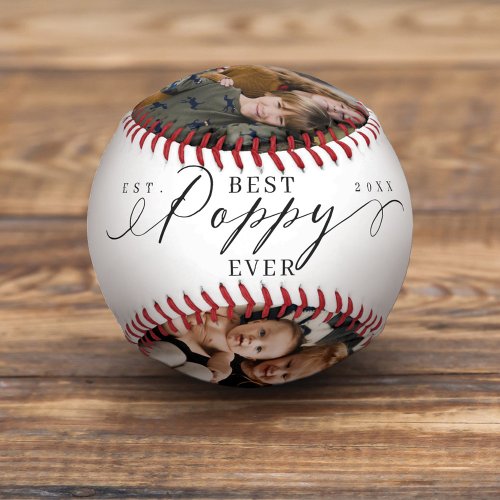 Best Poppy Ever Script Fathers Day 4 Photo Collage Baseball