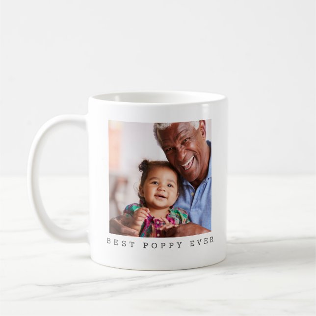 Best Poppy Ever Two Photo Personalized Grandfather Coffee Mug (Left)