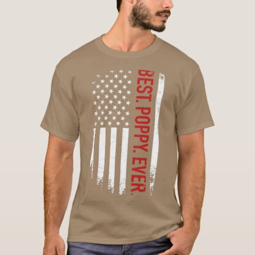 Best poppy ever us american flag vintage for fathe T_Shirt