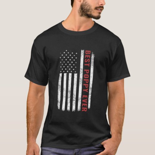 Best Poppy Ever Vintage American Flag Tee FatherS