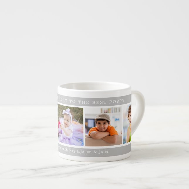 Best Poppy Happy Father's Day  5 Photo Collage  Espresso Cup (Front Right)