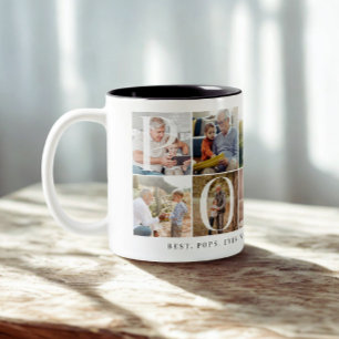 Best Pops Ever, 10 Photo Grid Gift for Grandpa Two-Tone Coffee Mug