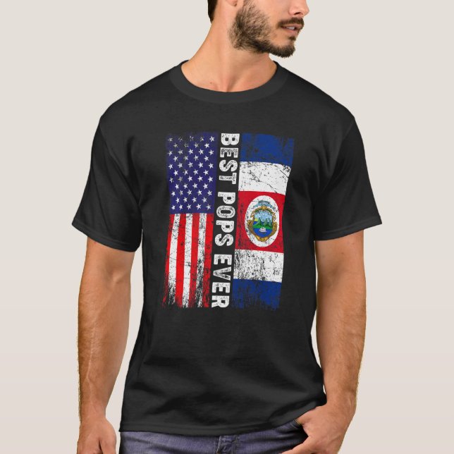 Best Pops Ever  Father's Day Costa Rica Us Flag T-Shirt (Front)
