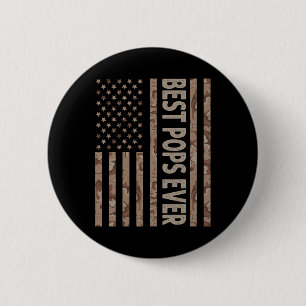 Best Pops Ever Us American Flag Funny Grandpa Fath Button