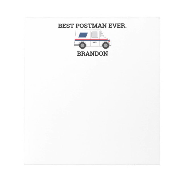 Best Postman Ever Mail Truck Personal Mailman Notepad (Front)
