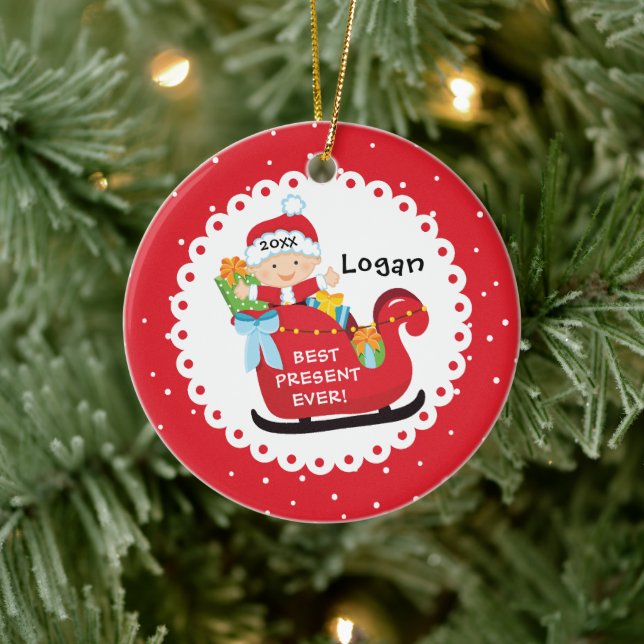 Best Present Ever Baby's First Christmas Ceramic Ornament (Tree)