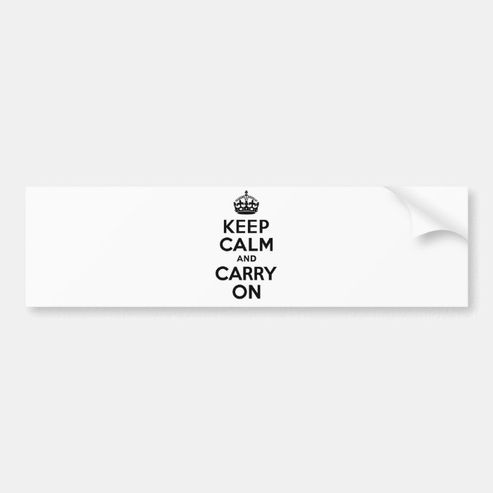  Keep Calm And Carry On Black Bumper Sticker