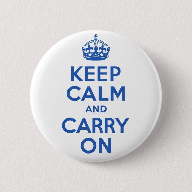 Best Price Keep Calm And Carry On Blue Pinback Button (Front)