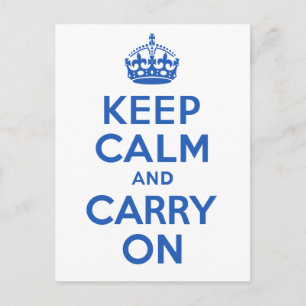 Best Price Keep Calm And Carry On Blue Postcard