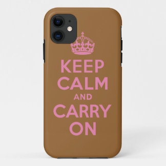 Best Price Keep Calm And Carry On Pink and Brown iPhone 11 Case