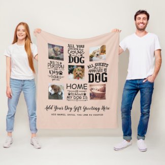 BEST PRICES! DOG Owner Quotes PHOTO COLLAGE Gift Fleece Blanket