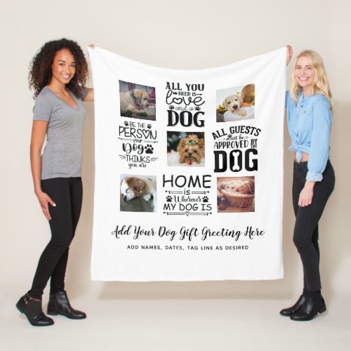 BEST PRICES DOG Owner Quotes PHOTO COLLAGE Gift Fleece Blanket