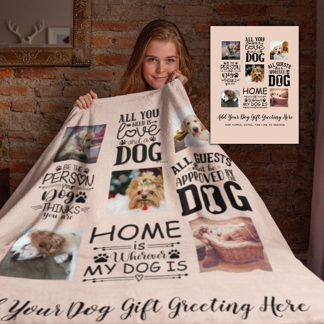 BEST PRICES! DOG Owner Quotes PHOTO COLLAGE Gift Fleece Blanket (Creator Uploaded)