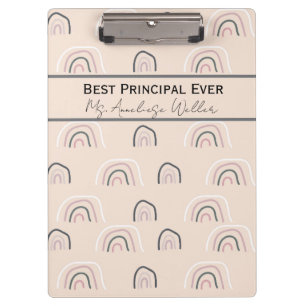 Best Principal Ever Personalized Boho Rainbow Clipboard