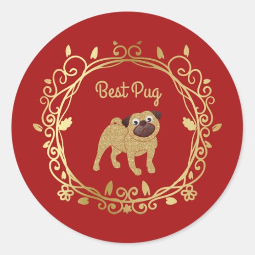 Best Pug Customizable Wedding Sticker