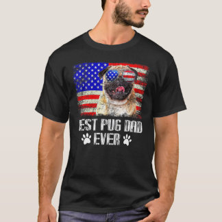 Best Pug Dad Ever American Flag Pug Dog T-Shirt