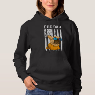 Best Pug Dad Ever American Flag Sunglasses Cute Pu Hoodie