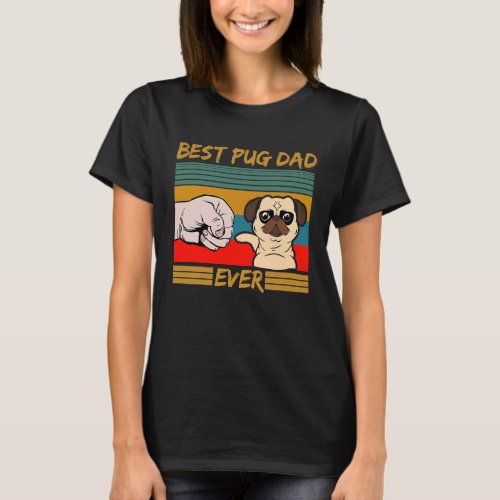 Best Pug Dad Ever Hand Pug Fathers Day Retro T_Shirt