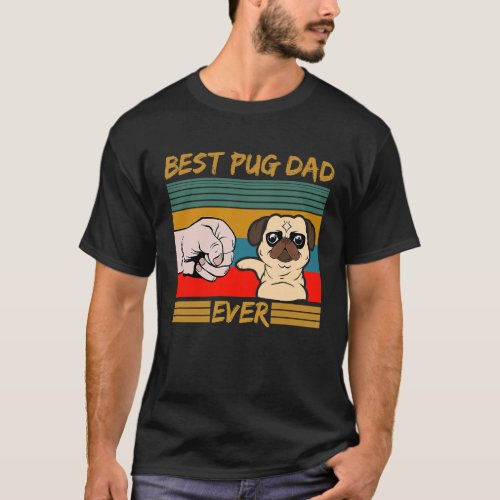 Best Pug Dad Ever Hand Pug Fathers Day Retro T_Shirt
